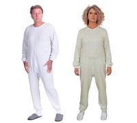 FERRUCCI COMFORT Pyjama sanitaire col rond avec fermeture éclair sur le dos - 9017 - pour personnes âgées, Alzheimer, Incontinence, Pour femme., XXL