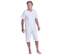 FERRUCCI COMFORT Pyjama sanitaire d'été manches courtes pantalon court 9012/6 - fermeture éclair sur le dos et l'intérieur des jambes pour personnes âgées, Alzheimer, Incontinence, masculin, S