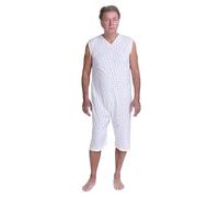 FERRUCCI COMFORT Pyjama sanitaire d'été sans manches avec fermeture éclair sur le dos en 100 % coton - 9012/7 - femme et homme - pour personnes âgées, incontinence, Alzheimer, Pour homme., XXL