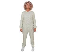 FERRUCCI COMFORT Pyjama sanitaire d'hiver molletonné unisexe 9017-F - Combinaison ras du cou en 100 % coton avec fermeture éclair arrière - Alzheimer, démence, incontinence et personnes âgées, Pour
