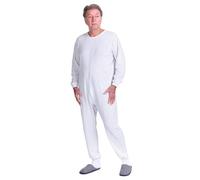 FERRUCCI COMFORT Pyjama sanitaire d'hiver molletonné unisexe 9017-F - Tuton ras du cou en 100 % coton avec fermeture éclair arrière - Alzheimer, démence, incontinence et personnes âgées, Pour homme