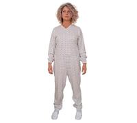 FERRUCCI COMFORT Pyjama sanitaire en coton frais pour hommes âgés, manches longues, fermeture au dos et à l'intérieur des jambes, incontinence, Alzheimer, fabriqué en Italie, L