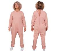 FERRUCCI COMFORT Pyjama sanitaire en peluche d'hiver rose pour femme, 9078-F, pour incontinence, Alzheimer, avec fermeture éclair sur le dos, rose, L