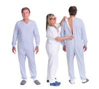 FERRUCCI COMFORT Pyjama Sanitaire Grenouillères à Manches Longues, avec Fermeture éclair Arrière, 100% Coton 9012/1, Homme, Fabriqué en Italie, pour Patients handicapés, Blanc, S
