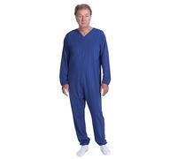 FERRUCCI COMFORT Pyjama sanitaire pour dégents avec fermeture éclair à manches longues 9078-100% coton - Fabriqué en Italie, bleu, XS