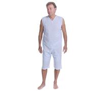 FERRUCCI COMFORT Pyjama sanitaire tuton sans manches d'été avec pantalon court - 9008/7 - Convient aux personnes âgées - Fabriqué en Italie, bleu ciel, L