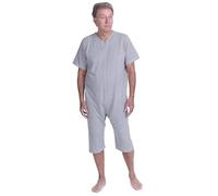 FERRUCCI COMFORT Pyjama Touone sanitaire été avec 3 Zip en coton à manches courtes et pantalon court - 9008/6 - Made in Italy - Convient aux personnes âgées, gris, L