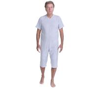 FERRUCCI COMFORT Pyjama Touone sanitaire été avec 3 Zip en coton à manches courtes et pantalon court - 9008/6 - Made in Italy - Convient aux personnes âgées, bleu ciel, S