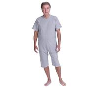 FERRUCCI Pyjama Tuton Santé Confort Manches Courtes Pantalon Court 1 Fermeture/Zip Derrière Dos D'été (Gris, M)