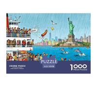 Ferry de la Statue de la Liberté à New York Puzzle en Bois Imperméable DIY Puzzles De 1000 Pièces pour Adultes Cadeaux Coloré Jeux Éducatifs