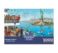 Ferry de la Statue de la Liberté à New York Puzzle en Bois Imperméable DIY Puzzles De 1000 Pièces pour Adultes Impossible Jeux Éducatifs