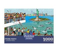 Ferry de la Statue de la Liberté à New York Puzzle en Bois Imperméable Puzzles De 1000 Pièces pour Adultes Amusant Jeux Éducatifs
