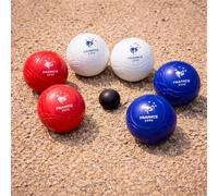 FERRY JOUETS FFF Set de 6 Boules de Pétanque pour Enfants, Plastique Résistant, Bleu Blanc Rouge, avec Cochonnet, Jeu d'Adresse pour Jardin et Famille