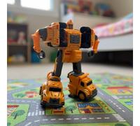FERRY JOUETS Robot 5-en-1 Transformable à Rétrofriction - Assemble 5 Véhicules de Chantier en Un Robot Puissant - Couleur Jaune