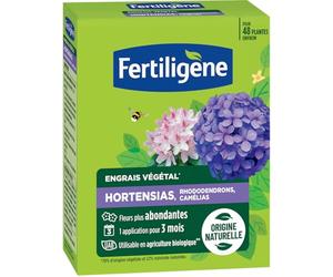 FERTILIGENE Engrais 5-2,5-4+2MgO+zeolite Hortensias Camélias 1,2 kg | Nutrition jusqu’à 3 mois pour accompagner la croissance et la floraison des hortensias et plantes de terre de bruyère.