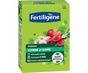Fertiligène FCOSAN12 - Engrais Corne et Sang 1,2 kg - Action Rapide et Durable - Nourrit jusqu'à 3 Mois - Jusqu'à 24m² fertilisées - Idéal pour Plantation du Potager, des Fleurs, arbustes, Ornements