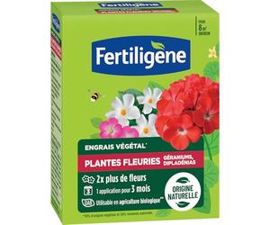 FERTILIGENE FEGFLE650 - Engrais Végétal Plantes Fleuries, Géraniums, Dipladénias 650 g - 2 fois plus de fleurs -Seulement 1 application en 3 mois - Jusqu'à 8 m² - Produit 100% naturel avec zéolite