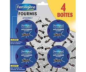FERTILIGENE FFOUB4 - Anti-Fourmis Boîtes Appât x4 - Détruit durablement et en profondeur les fourmilières - Actif à faible dose - Anti-fourmis utilisable en intérieur et extérieur - Fabriqué en France