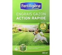 Fertiligène FGAR80 - Engrais Gazon Action Rapide 3 Jours 2,8 kg - Reverdit et densifie Le Gazon - Formule azoté - Gazon Plus Vert en 3j - Formule Micro-granulés pour Un épandage Facile - pour 80 m²