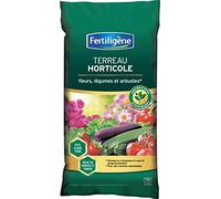 FERTILIGENE FH20M - Terreau Horticole 20 L - Stimule la Croissance et nourrit progressivement - Récoltes abondantes et Plantes 2 Fois Plus Belles - Enrichie en Engrais et fumier - Fabriqué en France