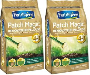 FERTILIGENE FPATCH36C - Patch Magic Rénovateur de Pelouse 3,6 kg - Formule 4 en 1, semences, engrais, fixateur et support végétal - Pelouse 2 fois plus dense - Première pousses dès 4 jours - Pour 16m²