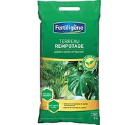 FERTILIGENE FREMP6P - Terreau Rempotage Plantes Vertes et Fleuries 6 L - Stimule la croissance et facilite l'enracinement - Nourrit et reverdit en continu - Avec engrais organique - Fabriqué en France