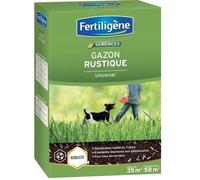 FERTILIGENE RUST35 - Semences Gazon Rustique Universel 875 g - Premières pousses en 1 semaine - Résiste aux piétinements - Pour tous types de terrains - Pour 35 m² de création et 58 m² de regarnissage
