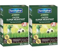 FERTILIGÈNE Gazon Super Résistant Label Rouge - Haute Résistance Piétinement & Sécheresse - Pousse Rapide en 7 Jours - Sac 1kg (40m²) (Lot de 2)