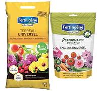 FERTILIGÈNE Kit Plantation Universel - Terreau Universel 6 L + Engrais Performance Organics Universel 700 g - Nutrition Complète pour Plantes d'Intérieur, Balcon, Terrasse, Jardin et Potager