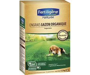 FERTILIGÈNE Naturen Engrais Gazon NPK 9-2-2 - Enrichi en magnésium - Action 100 jours - Pelouse dense et verte - 2,5 kg, Beige/Vert