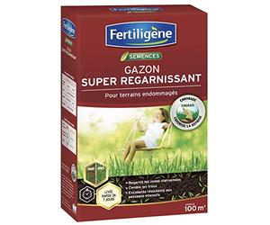 FERTILIGENE REGAR100 - Semences Gazon Super Regarnissant 2 kg - Premières pousses en 1 semaine - Regarnit les zones abîmées et comble les trous - Excellence résistance aux piétinements - Pour 100 m²