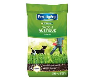 FERTILIGENE RUST340 - Semences Gazon Rustique Universel 8,5 kg - Premières pousses en 1 semaine - Résiste aux piétinements - Pour tous types terrains - Pour 340m² de création et 560m² de regarnissage