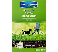FERTILIGENE RUST35 - Semences Gazon Rustique Universel 875 g - Premières pousses en 1 semaine - Résiste aux piétinements - Pour tous types de terrains - Pour 35 m² de création et 58 m² de regarnissage