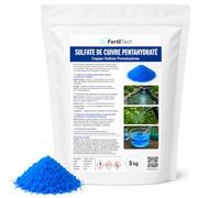 FertilTech Sulfate de Cuivre Pentahydraté 5 kg, Cristaux Bleus Solubles 98%, Copper Sulfate, Usage Technique, Bassins, Algues, Correction des Carences en Cuivre et Solutions Bleues