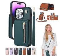 Fertilvrsus/Totaladdly Phone Case, Wallet Case for iPhone/Samsung, PU Leather Flip Cover with Card Slots, Detachable Wrist Strap & Crossbody Lanyard (for iphone 7P/8P,Green)