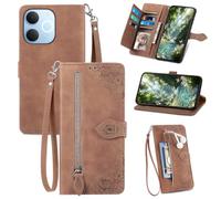 Fertuo Coque Antichoc en Cuir PU à Rabat pour Realme P4 Lite 4G, Marron