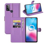 Fertuo Coque pour Alcatel 1S 2021, Antichoc Portefeuille Étui Housse en Cuir à Rabat Flip Cover Case avec Silicone Bumper, Porte Carte, Béquille, Boucle Magnétique pour Alcatel 1S 2021, Violet