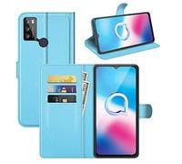 Fertuo Coque pour Alcatel 1S 2021, Antichoc Portefeuille Étui Housse en Cuir à Rabat Flip Cover Case avec Silicone Bumper, Porte Carte, Béquille, Boucle Magnétique pour Alcatel 1S 2021, Bleu
