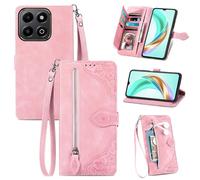 Fertuo Coque pour Honor X6b, Étui Housse en Cuir PU à Rabat avec Porte Carte, Chiusura Magnétique [Motif de Fleur] Flip Cover TPU Case Antichoc Portefeuille pour Honor X6b, Rose