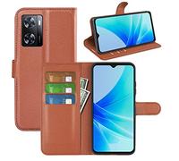 Fertuo Coque pour OPPO A57 4G / A57S / A77 4G, Antichoc Portefeuille Étui Housse en Cuir à Rabat Flip Cover Case avec Silicone Bumper, Porte Carte, Béquille, Boucle Magnétique pour OPPO A57 4G, Marron
