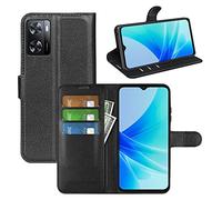 Fertuo Coque pour Oppo A57 4G / A57S / A77 4G, Antichoc Portefeuille Étui Housse en Cuir à Rabat Flip Cover Case avec Silicone Bumper, Porte Carte, Béquille, Boucle Magnétique pour Oppo A57 4G, Noir