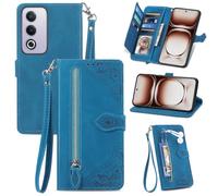 Fertuo Coque pour Oppo A80 5G, Étui Housse en Cuir PU à Rabat avec Porte Carte, Chiusura Magnétique [Motif de Fleur] Flip Cover TPU Case Antichoc Portefeuille pour Oppo A80 5G, Bleu