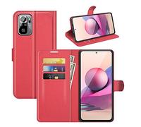 Fertuo Coque pour POCO M5s / Xiaomi Redmi Note 10S / Note 10 4G, Antichoc Portefeuille Étui Housse en Cuir à Rabat Flip Cover Case avec Porte Carte, Béquille, Boucle Magnétique pour POCO M5s, Rouge