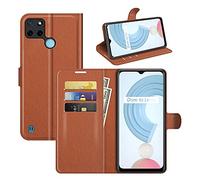 Fertuo Coque pour Realme C21Y / C25Y, Antichoc Portefeuille Étui Housse en Cuir à Rabat Flip Cover Case avec Silicone Bumper, Porte Carte, Béquille, Boucle Magnétique pour Realme C21Y / C25Y, Marron