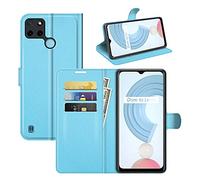 Fertuo Coque pour Realme C21Y / C25Y, Antichoc Portefeuille Étui Housse en Cuir à Rabat Flip Cover Case avec Silicone Bumper, Porte Carte, Béquille, Boucle Magnétique pour Realme C21Y / C25Y, Bleu
