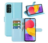 Fertuo Coque pour Samsung Galaxy M13, Antichoc Portefeuille Étui Housse en Cuir à Rabat Flip Cover Case avec Silicone Bumper, Porte Carte, Béquille, Boucle Magnétique pour Samsung Galaxy M13, Bleu