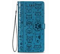 Fertuo Coque pour Ulefone Note 12 / 12P, Antichoc Portefeuille Étui Housse en Cuir à Rabat avec Porte Carte, Chiusura Magnetica [Motif de Chat Chien] Flip Cover Case pour Ulefone Note 12P, Bleu