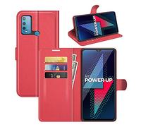 Fertuo Coque pour Wiko Power U30, Antichoc Portefeuille Étui Housse en Cuir à Rabat Flip Cover Case avec Silicone Bumper, Porte Carte, Béquille, Boucle Magnétique pour Wiko Power U30, Rouge