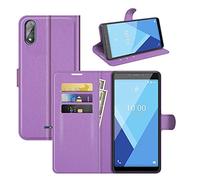 Fertuo Coque pour Wiko Y51, Antichoc Portefeuille Étui Housse en Cuir à Rabat Flip Cover Case avec Silicone Bumper, Porte Carte, Béquille, Boucle Magnétique pour Wiko Y51, Violet