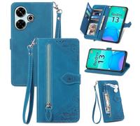 Fertuo Coque pour Xiaomi Redmi 13 / Poco M6 4G, Étui Housse en Cuir PU à Rabat avec Porte Carte, Chiusura Magnétique [Motif de Fleur] Flip Cover TPU Case Antichoc Portefeuille pour Redmi 13, Bleu